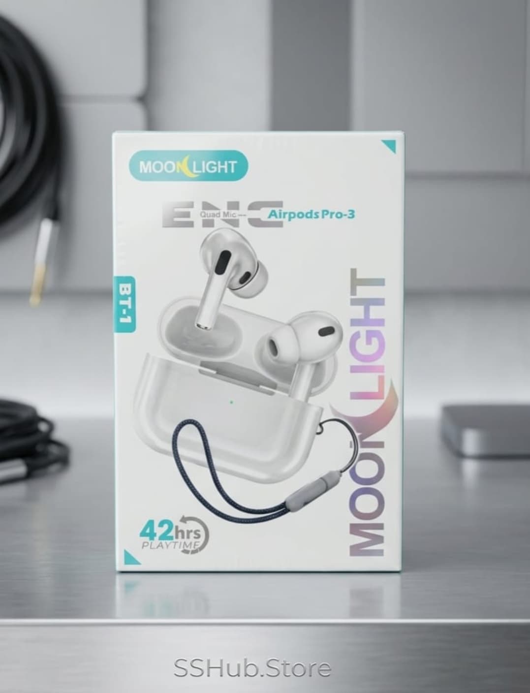 Moonlight Airpods Pro-3 ENC Quad Mic Wireless Earbuds White - product photo 2 - SSHUB